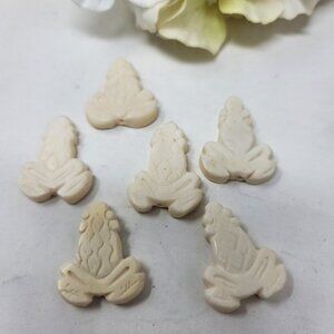 Genuine Bone Frog Beads Loose Beads Cream Carved 6 pcs  30 x 23 mm